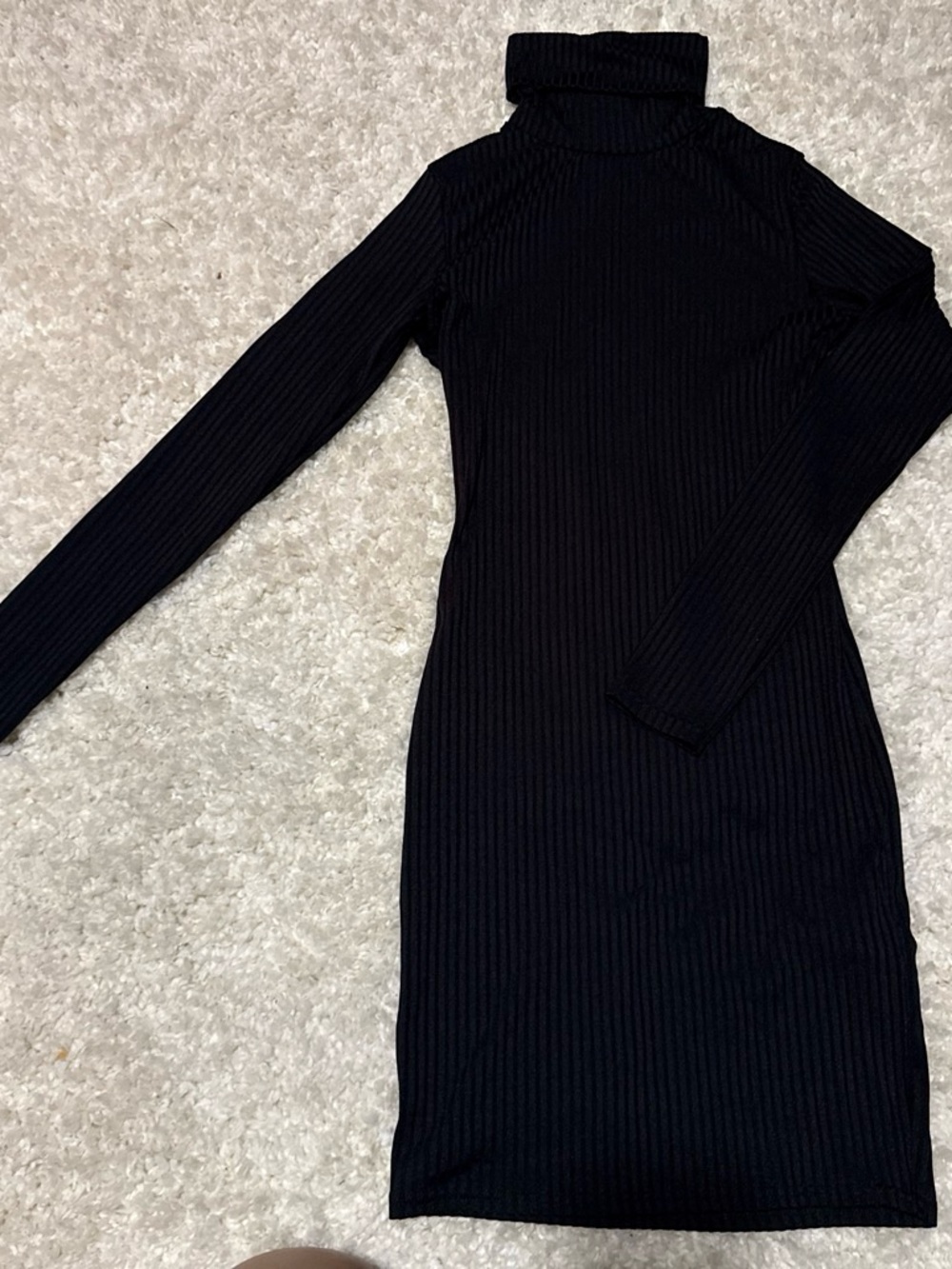 PrettyLittleThing Black Ribbed Turtleneck Midi Dress